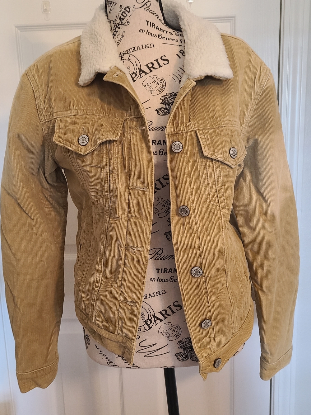 Tan Corduroy Sherpa Collar Jacket
